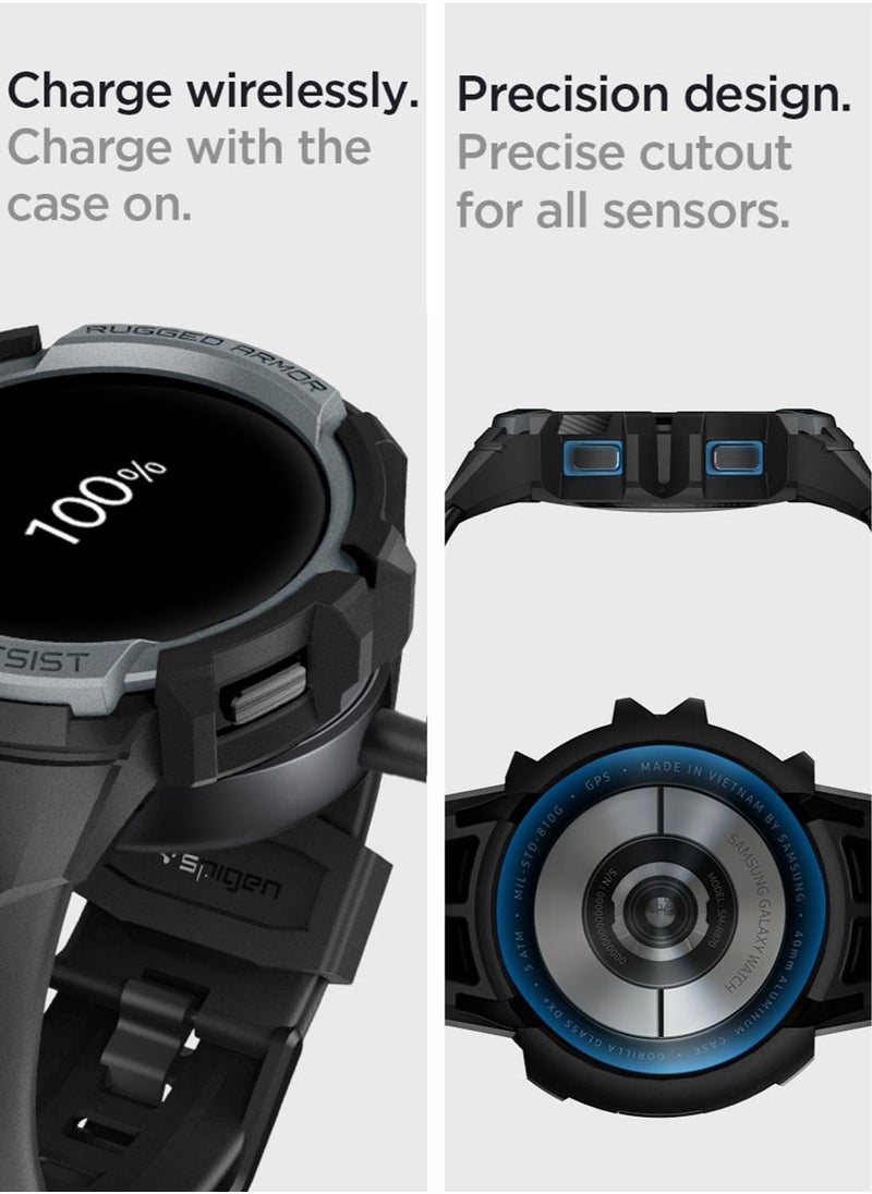 Spigen - Rugged Armor Pro Samsung Galaxy Watch 5 Case with Band 44mm (2022) - Charcoal Gray - Image 1
