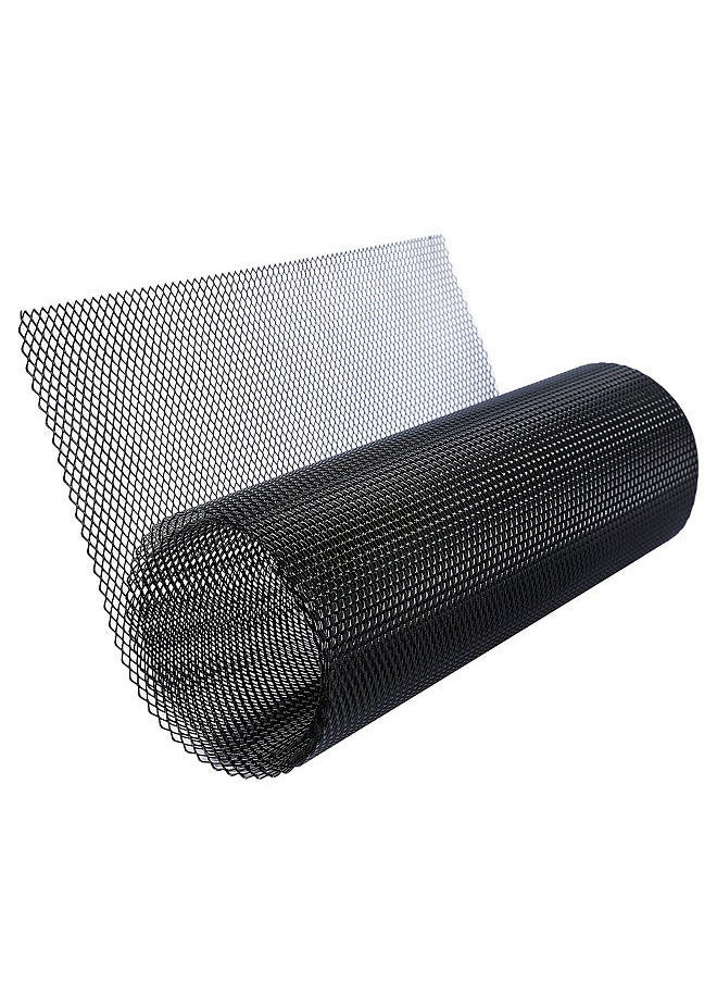 Generic - Car Grill Mesh Sheet Black Painted Aluminum Alloy Grille Mesh Roll Automotive Grille Insert Bumper Rhombic Hole Black - Image 1
