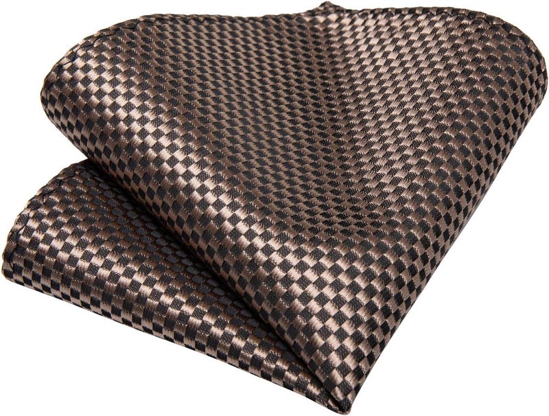 DiBanGu Plaid Ties for Men Silk Checkered Necktie and Pocket Square Cufflinks Tie Clip Set with Gift Box for Wedding Business - Image 4