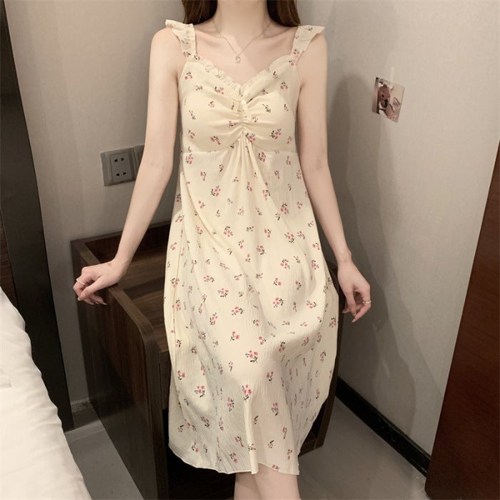 Summer Cotton Cloud Slip Dress with Built-in Bra R806#