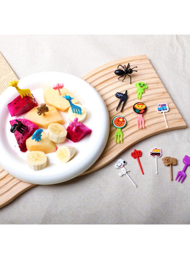 Cross-border Cartoon Animal Fruit Fork Fruit Plate Fruit Sign Multi-resin Environmental Protection Toothpick Bento Sign Color Plastic Sign-Specifications:16pc Brown-wheat Fruit Fork - Image 2