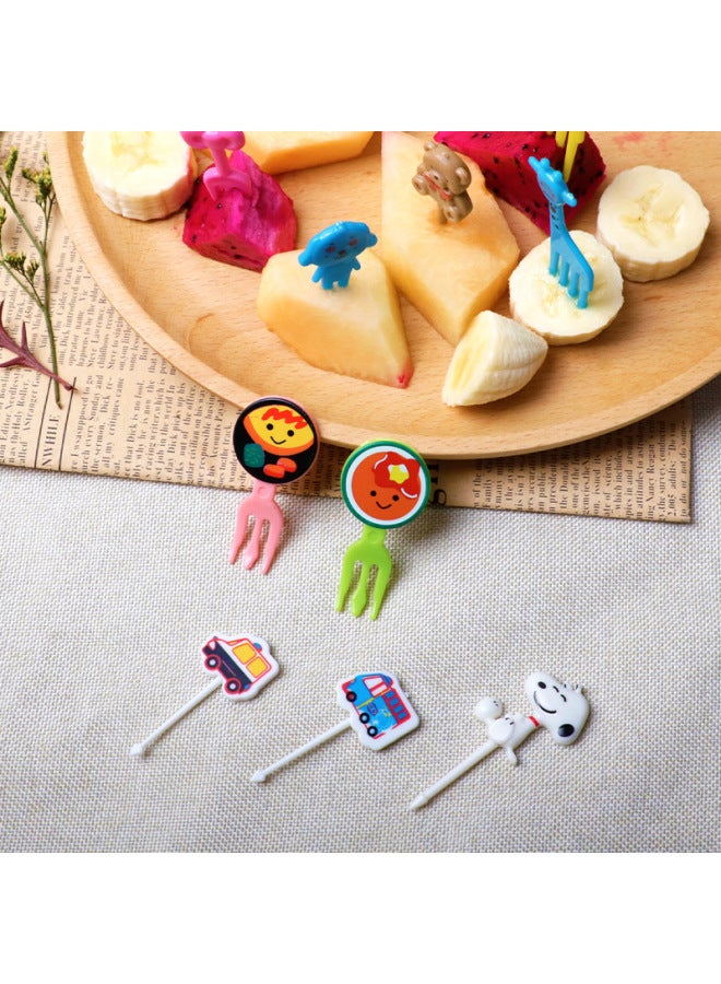 Cross-border Cartoon Animal Fruit Fork Fruit Plate Fruit Sign Multi-resin Environmental Protection Toothpick Bento Sign Color Plastic Sign-Specifications:16pc Brown-wheat Fruit Fork - Image 4