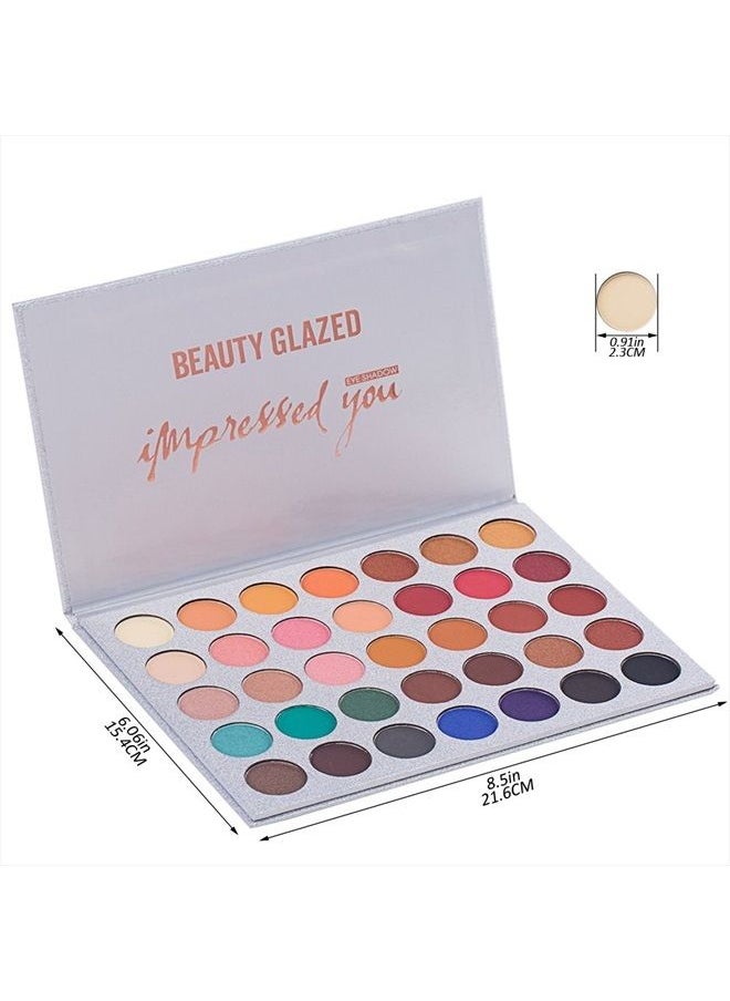 Bestland - 35 Colors Eyeshadow Palette with 7Pcs Makeup Brushes Set, All in One Makeup Kit Matte Shimmer Pigmented Eye Shadow Pallete Waterproof Powder Natural Nude Naked Smokey - Image 1