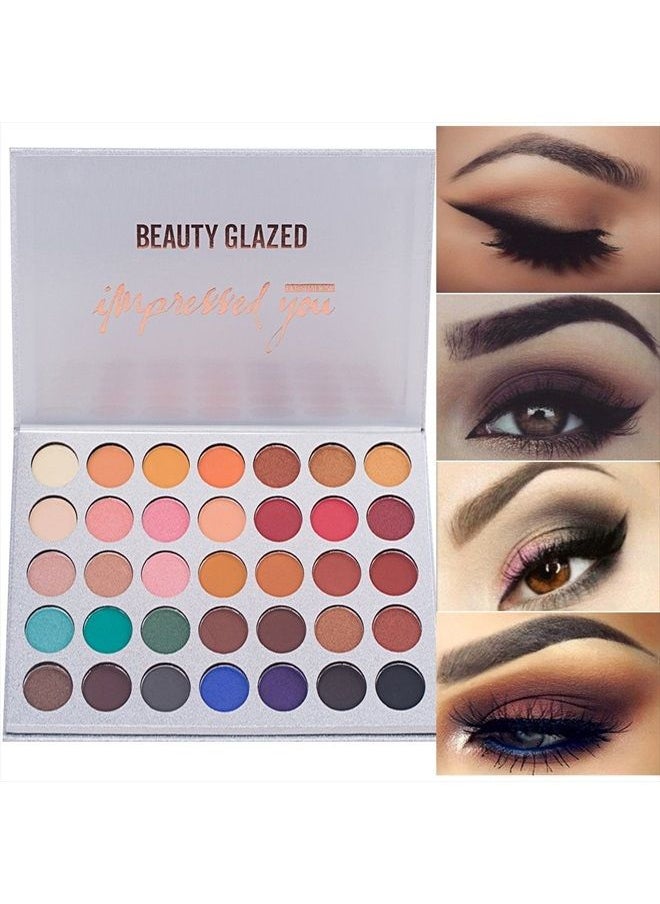 Bestland - 35 Colors Eyeshadow Palette with 7Pcs Makeup Brushes Set, All in One Makeup Kit Matte Shimmer Pigmented Eye Shadow Pallete Waterproof Powder Natural Nude Naked Smokey - Image 1