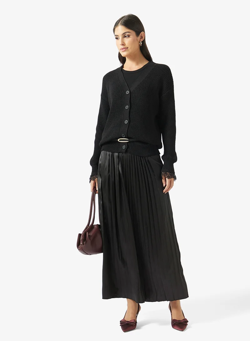 Khizana  Knit Cardigan & Pleated Skirt Set for Women | Best Price UAE