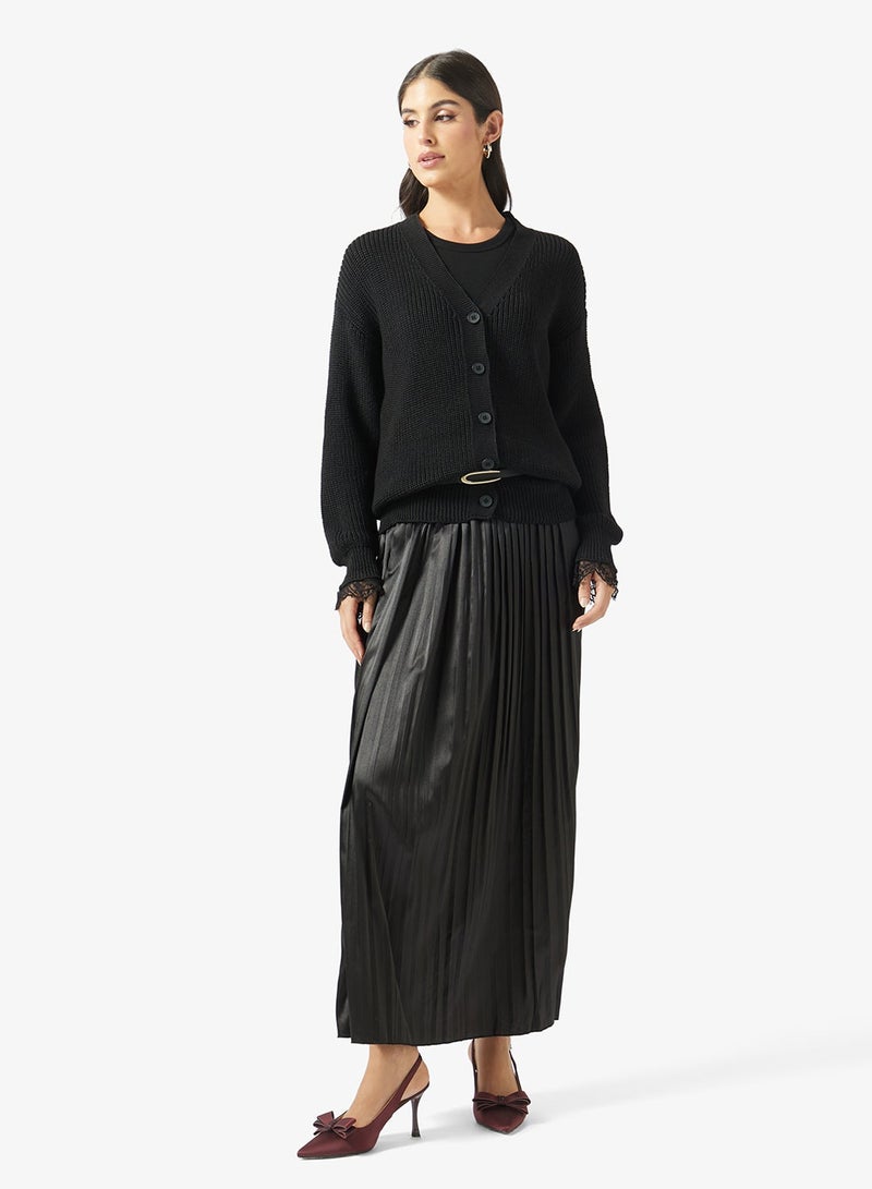 Khizana Knit Cardigan & Pleated Skirt Set - Image 2
