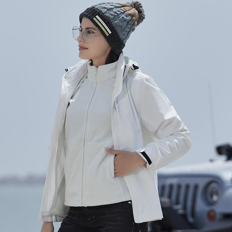 Outdoor Rush Clothes Men'S And Women'S Three-In-One Detachable Two-Piece Set Fleece-Lined Thickened Waterproof Breathable Mountaineering Suit Printable - Image 5