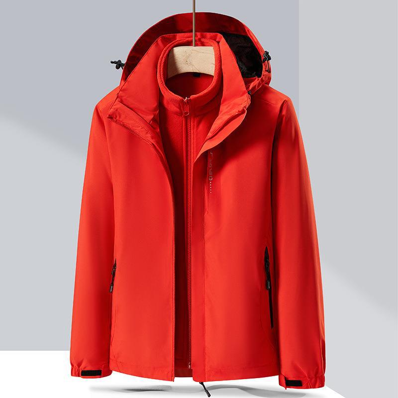 Outdoor Rush Clothes Men'S And Women'S Three-In-One Detachable Two-Piece Set Fleece-Lined Thickened Waterproof Breathable Mountaineering Suit Printable - Image 1