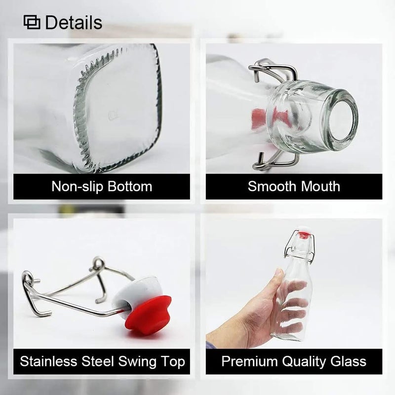 DANSR DANSR Swing Top Glass Bottles 250 ML with Clear Airtight Lids for Home Brewing Kombucha Kefir Vanilla Extract Beer Oil Vinegar Homemade Juices Water Soda  - Image 2
