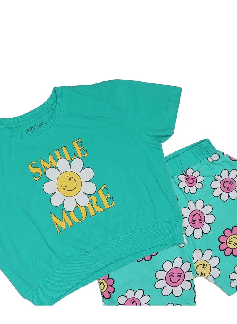 ايكو AIKO - Kids Short Sleeve Green T-Shirt with Shorts Set