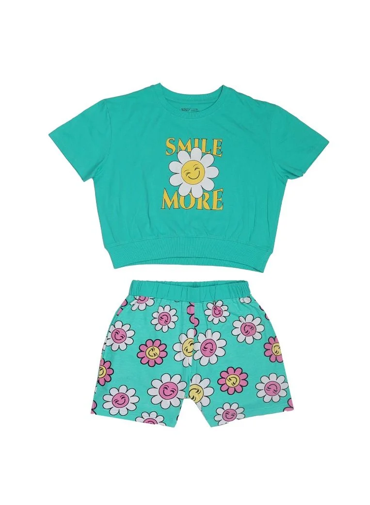 ايكو AIKO - Kids Short Sleeve Green T-Shirt with Shorts Set