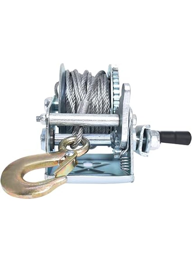 AL ARQAM Heavy Duty Hand Winch 600Lbs-2500Lbs Two-Way Adjustable Boat Trailer Winch Steel Cable, Crank Cable Gear Winch with Hook Fit for Boat Trailer or ATV - Image 2