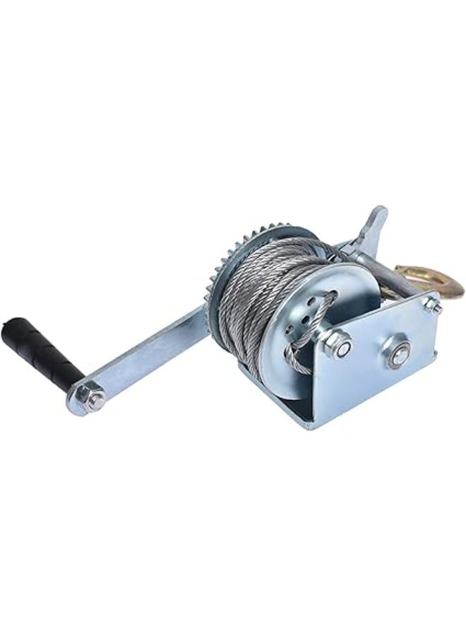 AL ARQAM Heavy Duty Hand Winch 600Lbs-2500Lbs Two-Way Adjustable Boat Trailer Winch Steel Cable, Crank Cable Gear Winch with Hook Fit for Boat Trailer or ATV - Image 1