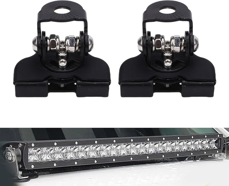 aqxreight Hood Led Light Bar Mounting Bracket, Adjustable Heavy Duty Universal Hood Work Light Pod Mount Clamp Holder for SUVs Trucks ATVs UTVs 2 PCS Steel Rubber (Black) - Image 4