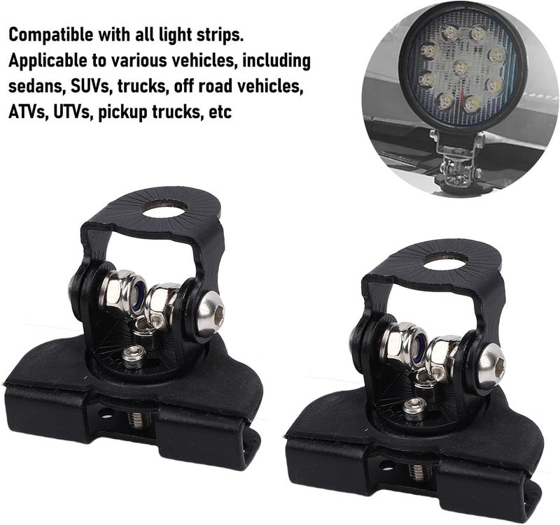 aqxreight Hood Led Light Bar Mounting Bracket, Adjustable Heavy Duty Universal Hood Work Light Pod Mount Clamp Holder for SUVs Trucks ATVs UTVs 2 PCS Steel Rubber (Black) - Image 5