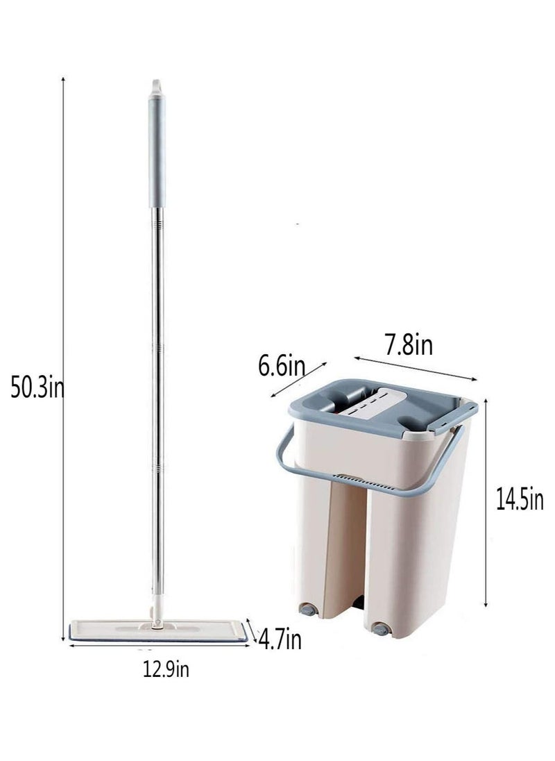 Scratch Wringing Flat Mop with Bucket Hands Free Floor Cleaning Microfiber 2 Mop Pads Wet Dry Cleaning Tools Flat  - Image 3