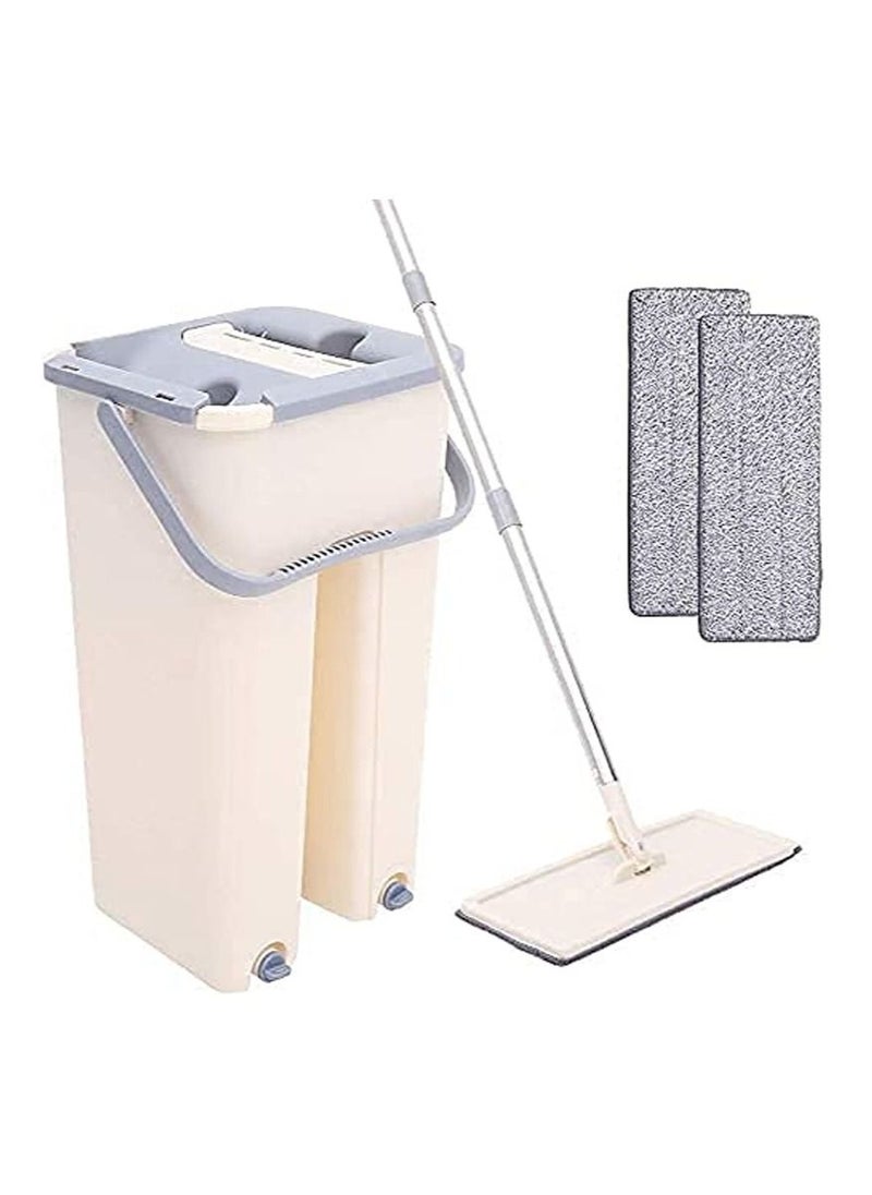 Scratch Wringing Flat Mop with Bucket Hands Free Floor Cleaning Microfiber 2 Mop Pads Wet Dry Cleaning Tools Flat  - Image 2