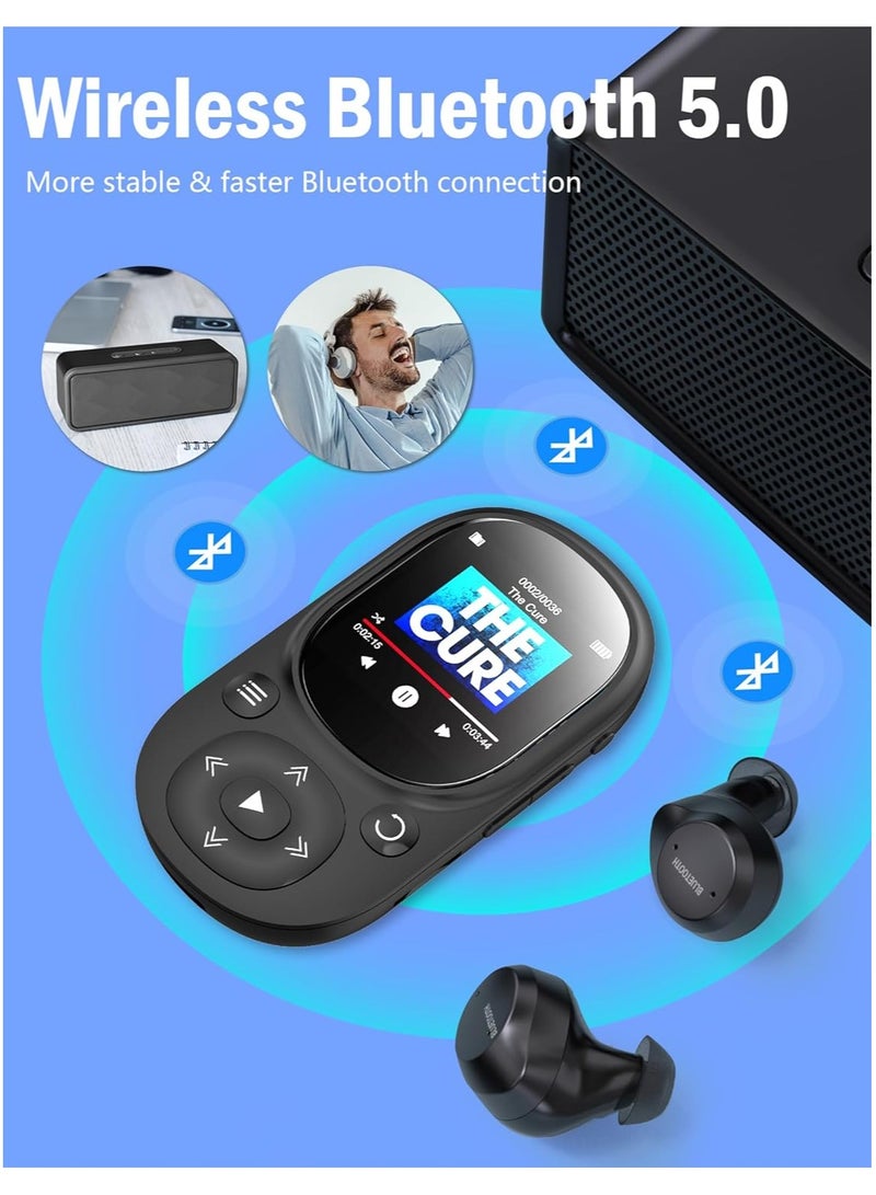 ليسو لاعب موسيقى MP3 بسعة 64 جيجابايت مع بلوتوث 5.2، لاعب موسيقى HiFi مع شاشة 1.5 بوصة، لاعب MP3 محمول مع مشبك/عداد خطوات للرياضة والجري، سماعات أذن متضمنة - Image 5