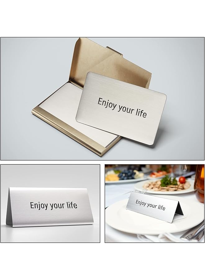 إيروريكس بطاقات أعمال معدنية من الفولاذ المقاوم للصدأ فارغة، 12 قطعة، بطاقات أعمال معدنية من الفولاذ المقاوم للصدأ 304، بطاقات فولاذية فارغة، نقش بالليزر، بطاقات من الفولاذ المقاوم للصدأ للمنزل والمكتب وبطاقات أطباق هدايا العملاء - Image 5