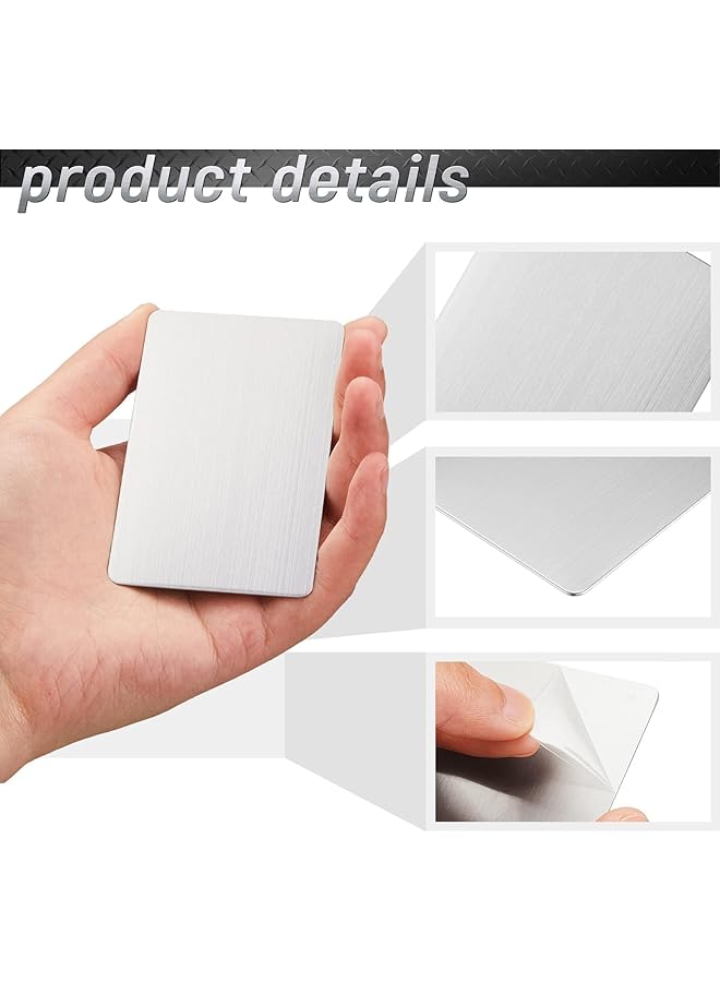 إيروريكس بطاقات أعمال معدنية من الفولاذ المقاوم للصدأ فارغة، 12 قطعة، بطاقات أعمال معدنية من الفولاذ المقاوم للصدأ 304، بطاقات فولاذية فارغة، نقش بالليزر، بطاقات من الفولاذ المقاوم للصدأ للمنزل والمكتب وبطاقات أطباق هدايا العملاء - Image 3