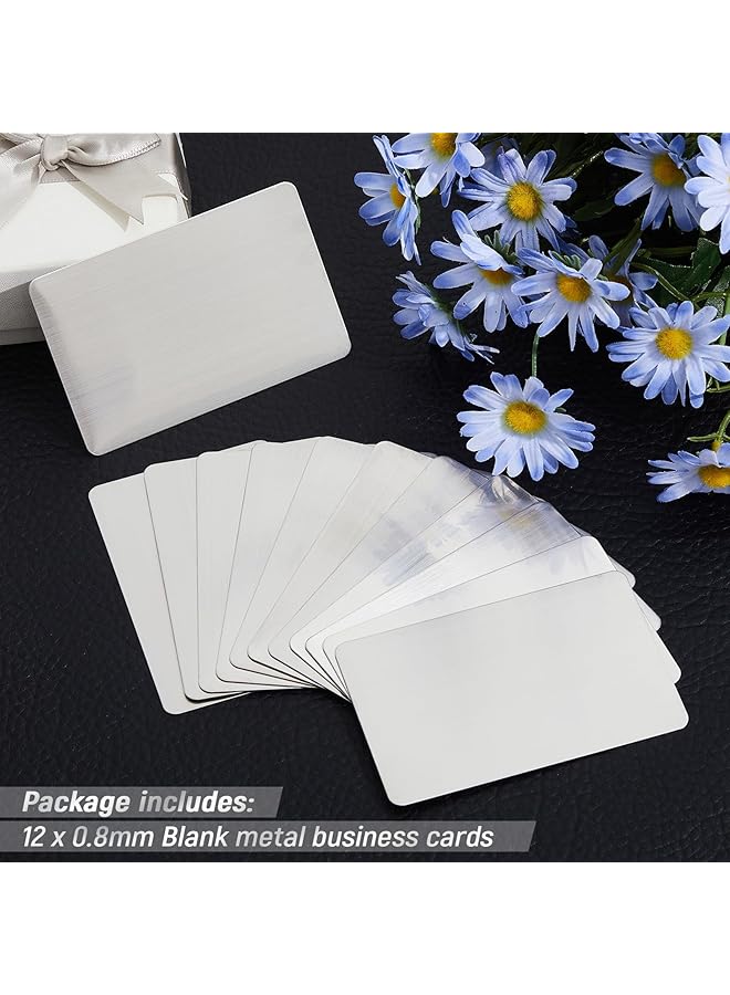 إيروريكس بطاقات أعمال معدنية من الفولاذ المقاوم للصدأ فارغة، 12 قطعة، بطاقات أعمال معدنية من الفولاذ المقاوم للصدأ 304، بطاقات فولاذية فارغة، نقش بالليزر، بطاقات من الفولاذ المقاوم للصدأ للمنزل والمكتب وبطاقات أطباق هدايا العملاء - Image 2