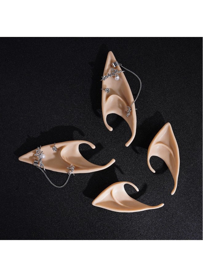 FRESHME Elf Ears With Earrings Set, 2 Pairs Of Fairy Ears With No Pierced Butterfly Ear Cuffs Vintage Sliver Ear Clips For Women S Renaissance Costume Cosplay Halloween Anime Party Accessories - Image 5