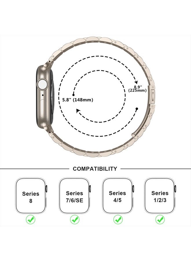 Anlinser Metal Bands Compatible with Apple Watch Band 41mm 40mm 38mm for Women Men, Stainless Steel Replacement Strap Compatible with iWatch Series 8 7 6 5 4 3 2 1, SE (Starlight) - Image 4