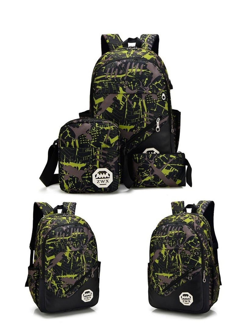 ZWX 3-Piece Printed Bag Set Green/Black/Grey - Image 2