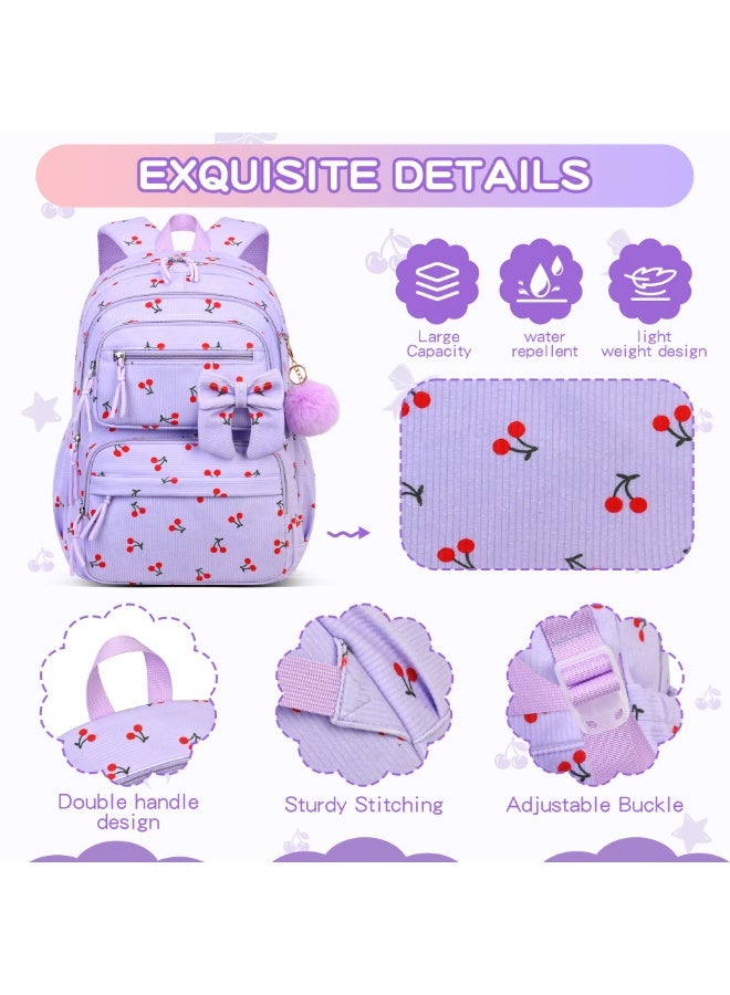 3PCS  Girls School Backpack Corduroy 8-12 Years Lightweight Spine-Protective School Supplies - Image 5