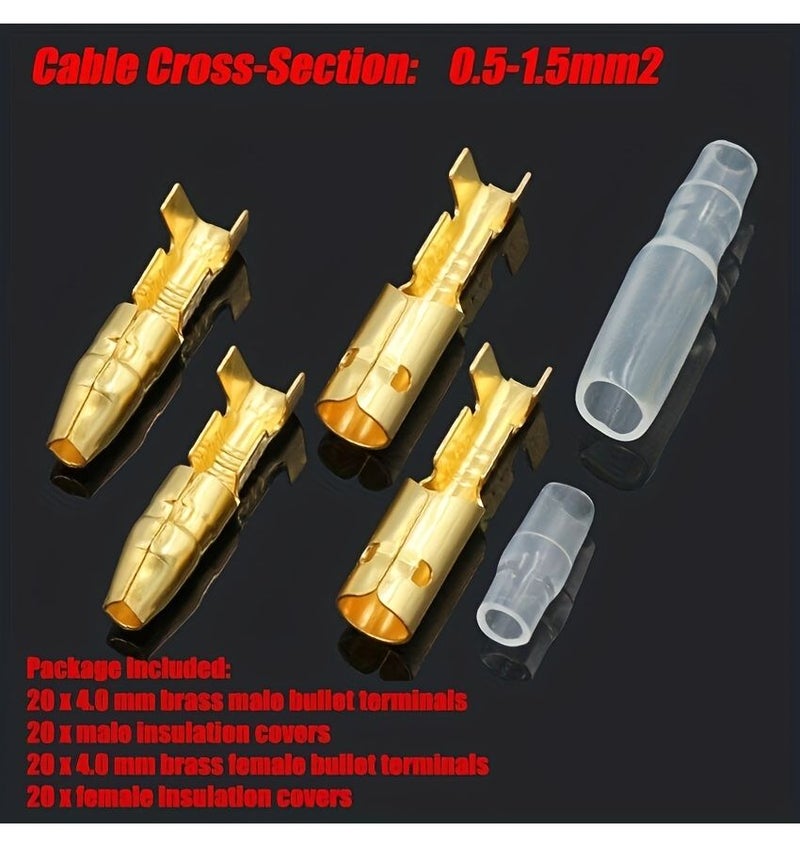 Set Of 20 Female Motorcycle Connector Sockets 4mm Size For Classic Plug In Terminals Cable Wires 1mm To 2.5mm Hard Wiring Rooms Under 36V No Battery Needed - Image 3