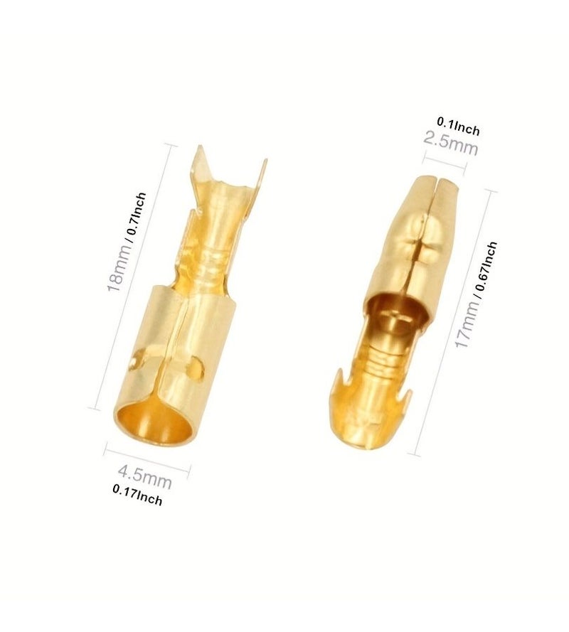 Set Of 20 Female Motorcycle Connector Sockets 4mm Size For Classic Plug In Terminals Cable Wires 1mm To 2.5mm Hard Wiring Rooms Under 36V No Battery Needed - Image 1