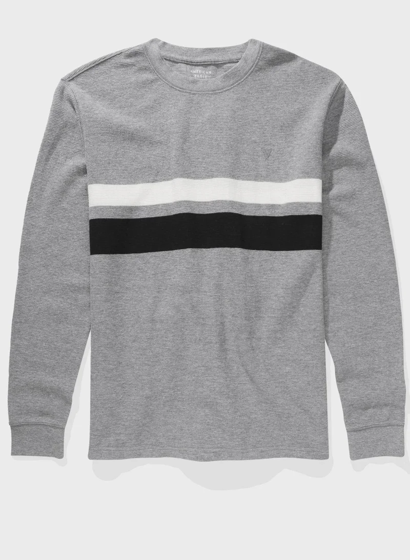 American Eagle Striped Crew Neck T- Shirt