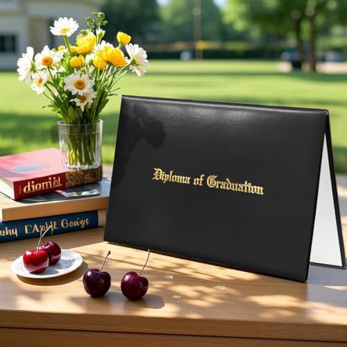 Gradplaza Diploma Cover for Certificate 8.5"x 11" Imprinted “Diploma of Graduation” Black Diploma Holder Smooth for High School,University - Image 5
