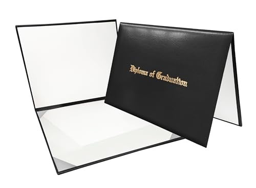 Gradplaza Diploma Cover for Certificate 8.5"x 11" Imprinted “Diploma of Graduation” Black Diploma Holder Smooth for High School,University - Image 1