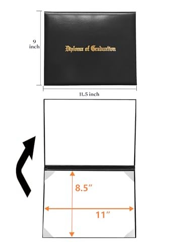 Gradplaza Diploma Cover for Certificate 8.5"x 11" Imprinted “Diploma of Graduation” Black Diploma Holder Smooth for High School,University - Image 4