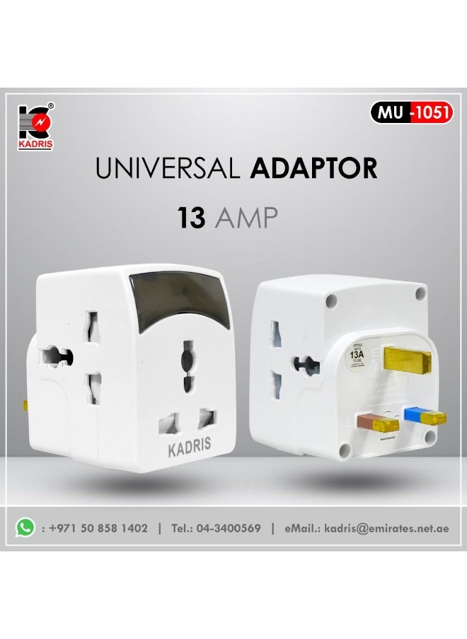 KADRIS Universal travel Plug Adapter, 3 Pin Power Plug Adapter With Light for AU/UK/EU/US, Plug Converter for Business, Holiday, Hotel, Airport  - Image 2