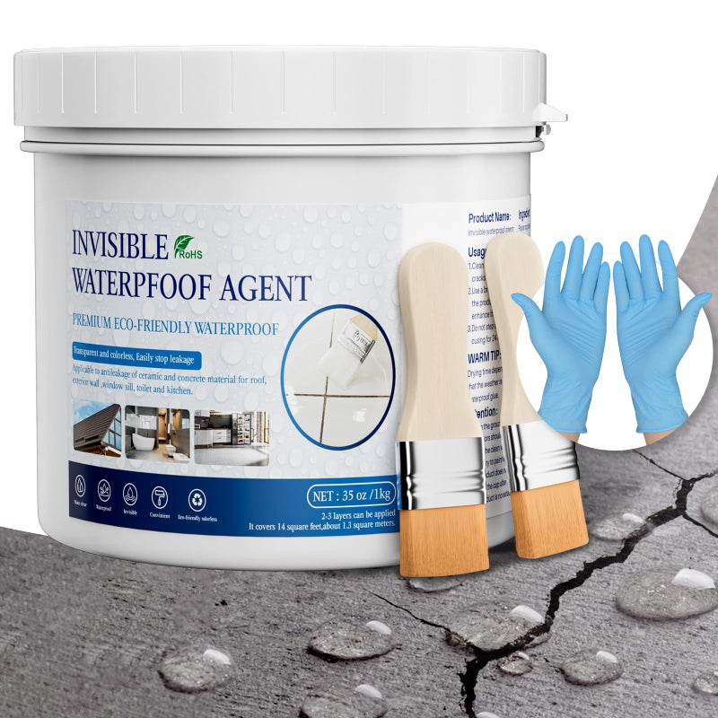 Xmntdo Invisible Waterproof Agent Transparent Repairing Leak Waterproof Adhesive for Roofs, Walls, Bathroom, Shower, Window Sills, Indoor & Outdoor Water Proof Coating 35 Oz - Image 1