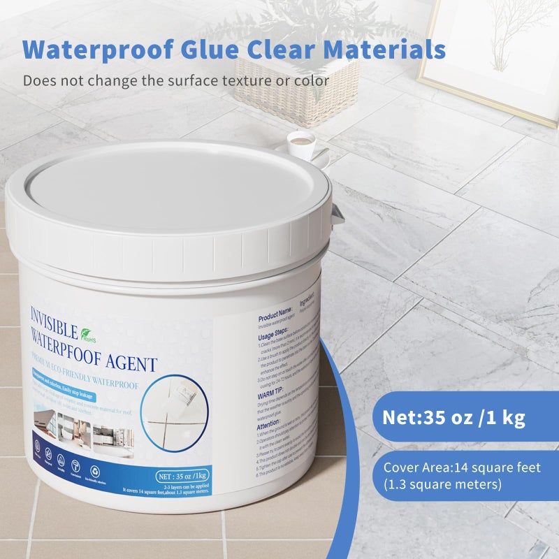 Xmntdo Invisible Waterproof Agent Transparent Repairing Leak Waterproof Adhesive for Roofs, Walls, Bathroom, Shower, Window Sills, Indoor & Outdoor Water Proof Coating 35 Oz - Image 2