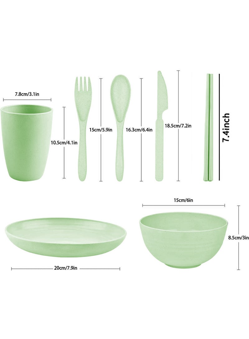 CATANES 18-Piece Reusable Tableware Eco-Friendly Plasltic Wheat Straw Dinnerware Set - Image 3