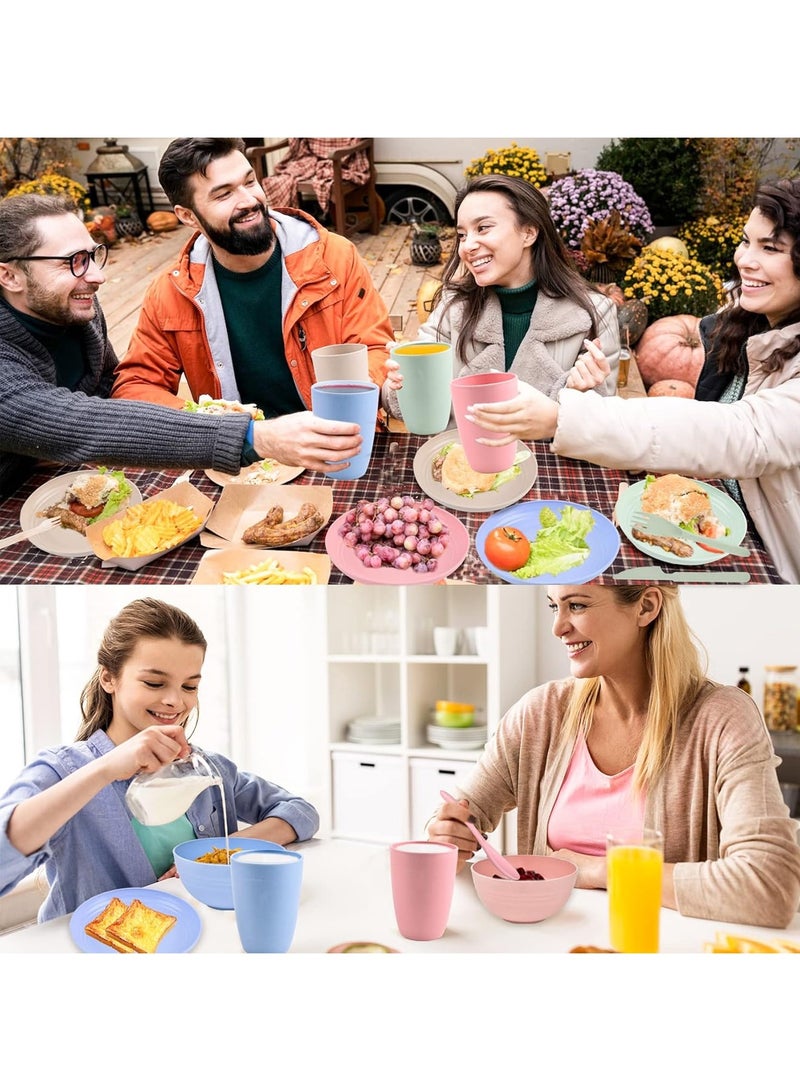 CATANES 18-Piece Reusable Tableware Eco-Friendly Plasltic Wheat Straw Dinnerware Set - Image 5