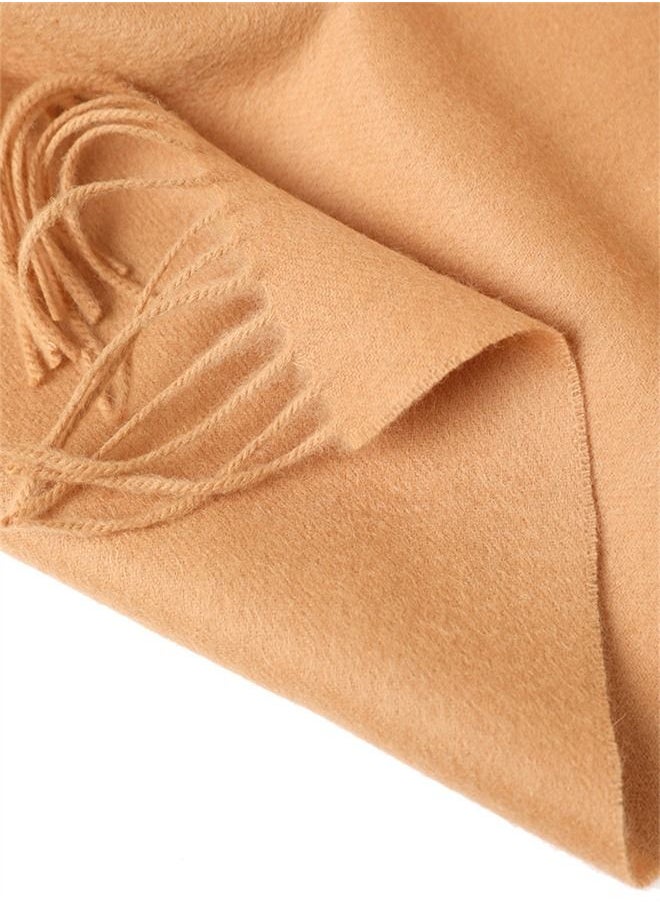 Loquat Solid Color Soft And Comfortable Wool Scarf  - Image 3
