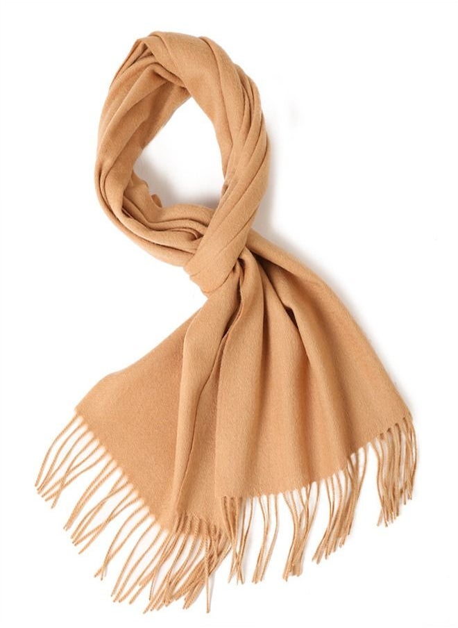 Loquat Solid Color Soft And Comfortable Wool Scarf  - Image 1