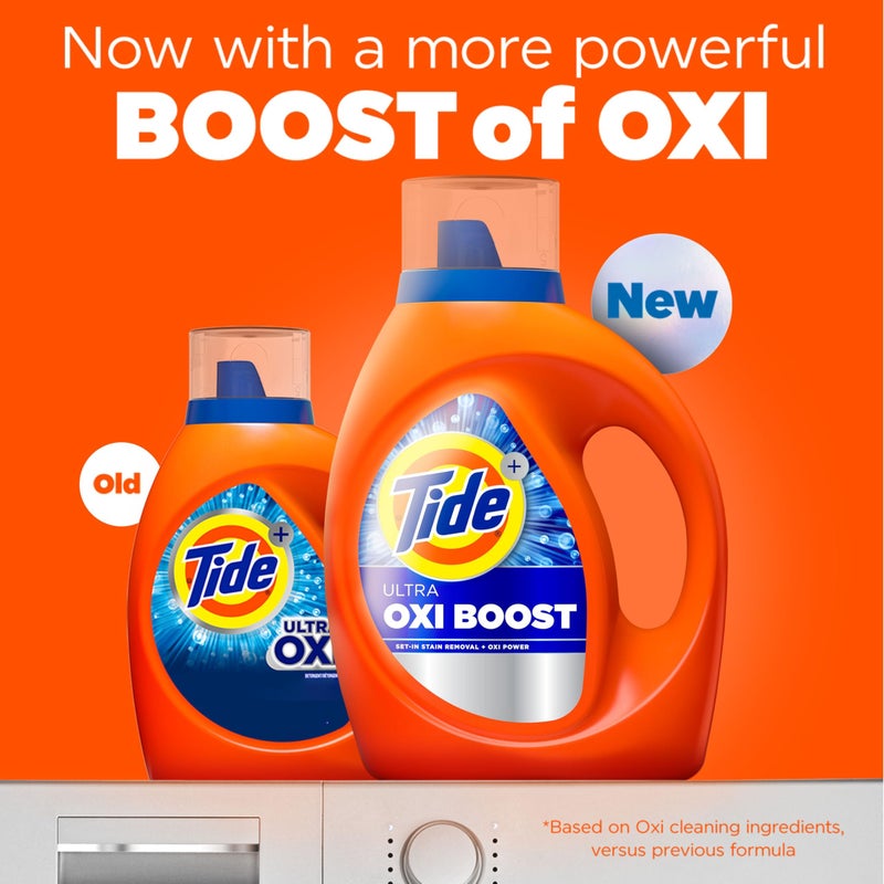 Tide Ultra Oxi Boost Liquid Laundry Detergent, 92 fl oz, 65 Loads, Advanced Stain Remover, Laundry Detergent Liquid with Extra Oxi Power - Image 2