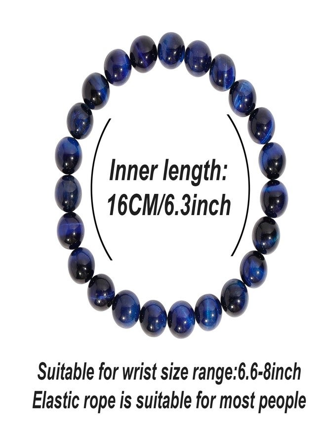 MILAKOO Healing Natural Blue Tiger Eye Bracelet for Women Men 8mm Stone Beaded Stretch Wristband - Image 5
