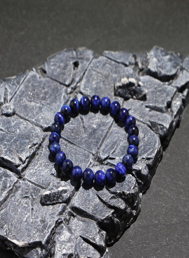 MILAKOO Healing Natural Blue Tiger Eye Bracelet for Women Men 8mm Stone Beaded Stretch Wristband - Image 2