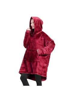 AASTIK Oversized Wearable Blanket Hoodie Ultra Plush Fleece with Soft Sherpa Reversible Warm Sherpa Fleece Blanket SweatshirtSuper Soft Throw for Girls Adults Men Boys Big PocketRed