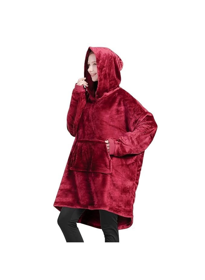 AASTIK SALES - AASTIK Oversized Wearable Blanket Hoodie Ultra Plush Fleece with Soft Sherpa Reversible Warm Sherpa Fleece Blanket SweatshirtSuper Soft Throw for Girls Adults Men Boys Big PocketRed - Image 1