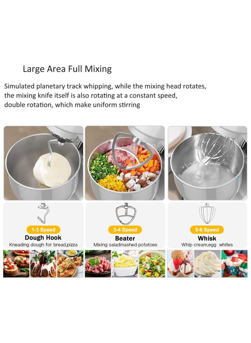 5L Stand Mixer, 700W Electric Food Dough Mixer with 6-Speed Control, Stainless Steel Bowl, Dough Hook, Whisk, Beater, and Egg White Separator for Baking & Cooking  - Image 2