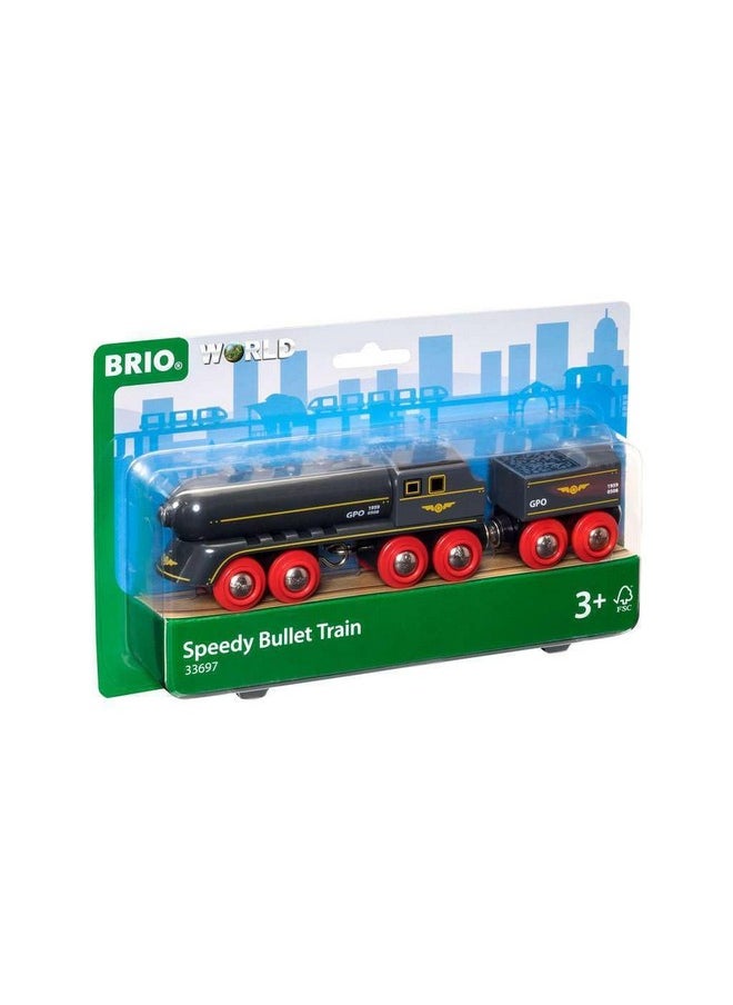 Brio BRIO World - 33697 Speedy Bullet Train - Engaging 2-Piece Wooden Toy Train Set | Ideal for Kids Age 3+ | Enhances Motor Skills | Compatible Railway Toys | FSC Certified Materials  - Image 1