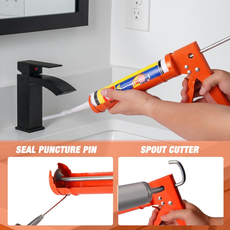 ValueMax Caulk Gun and Caulk Scraper Kit, 10OZ Smooth Silicone Caulking Gun with Caulk Remover Tool, 10:1 Thrust Ratio, Sealant Finishing Tool Grout Scraper for Caulking/Filling/Sealing - Image 5